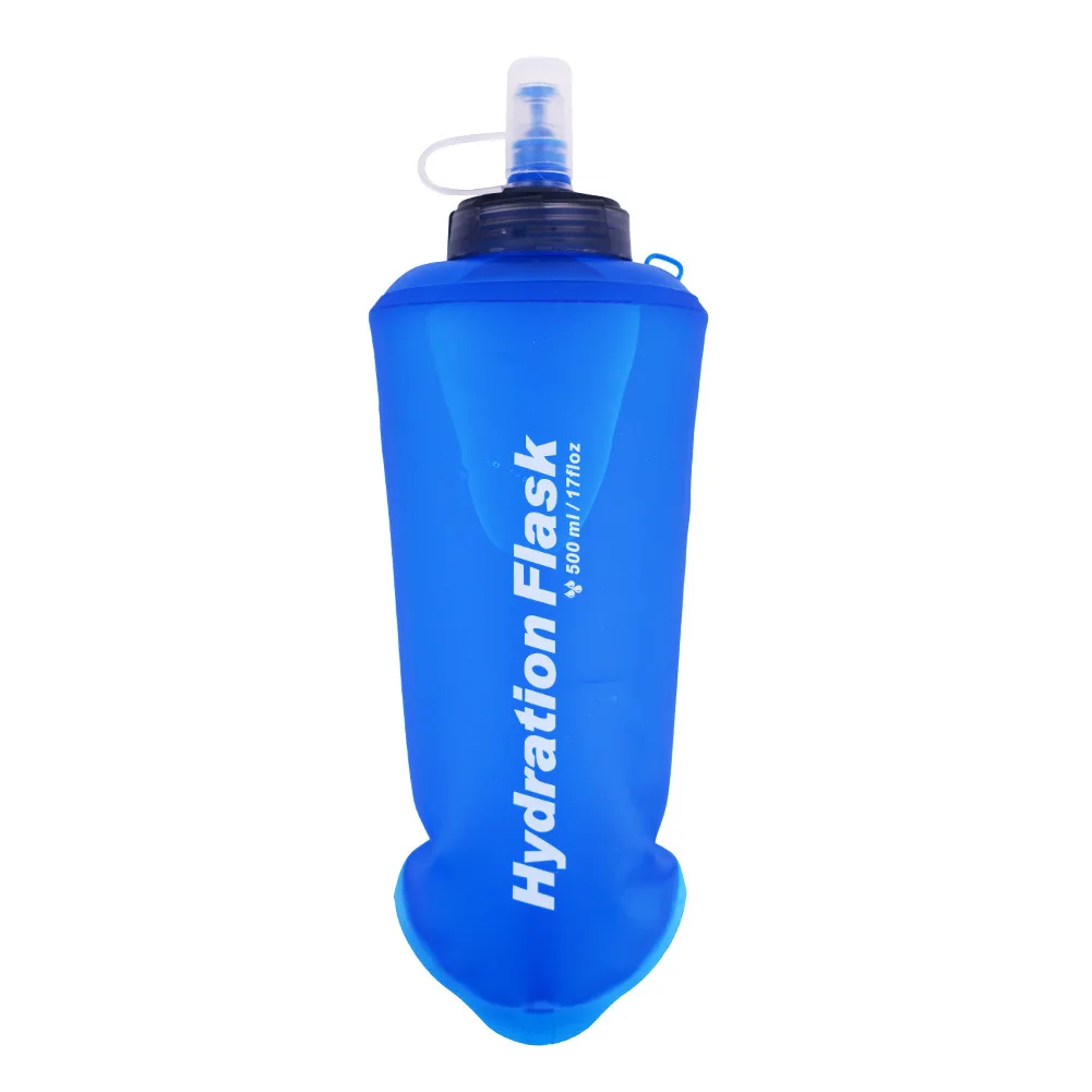 wholesale 500ml TPU Soft Drinking Water Bottle Folding Water Bag Flask Travel Bottles For Outdoor Folding Bottle