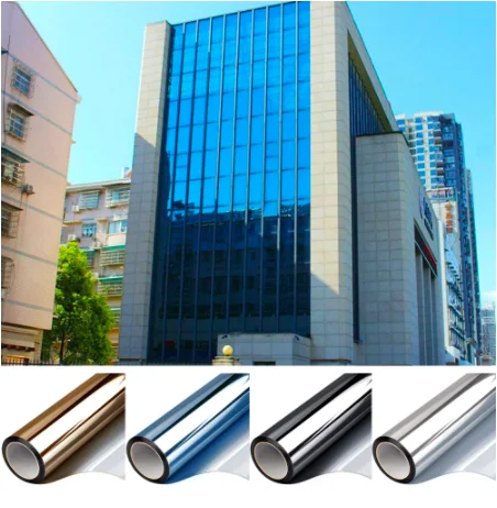 Gold Silver 1.52X30M VLT75% Gold Yellow Building House Decoration Window Tint Frosted Color Solar control Glass Film