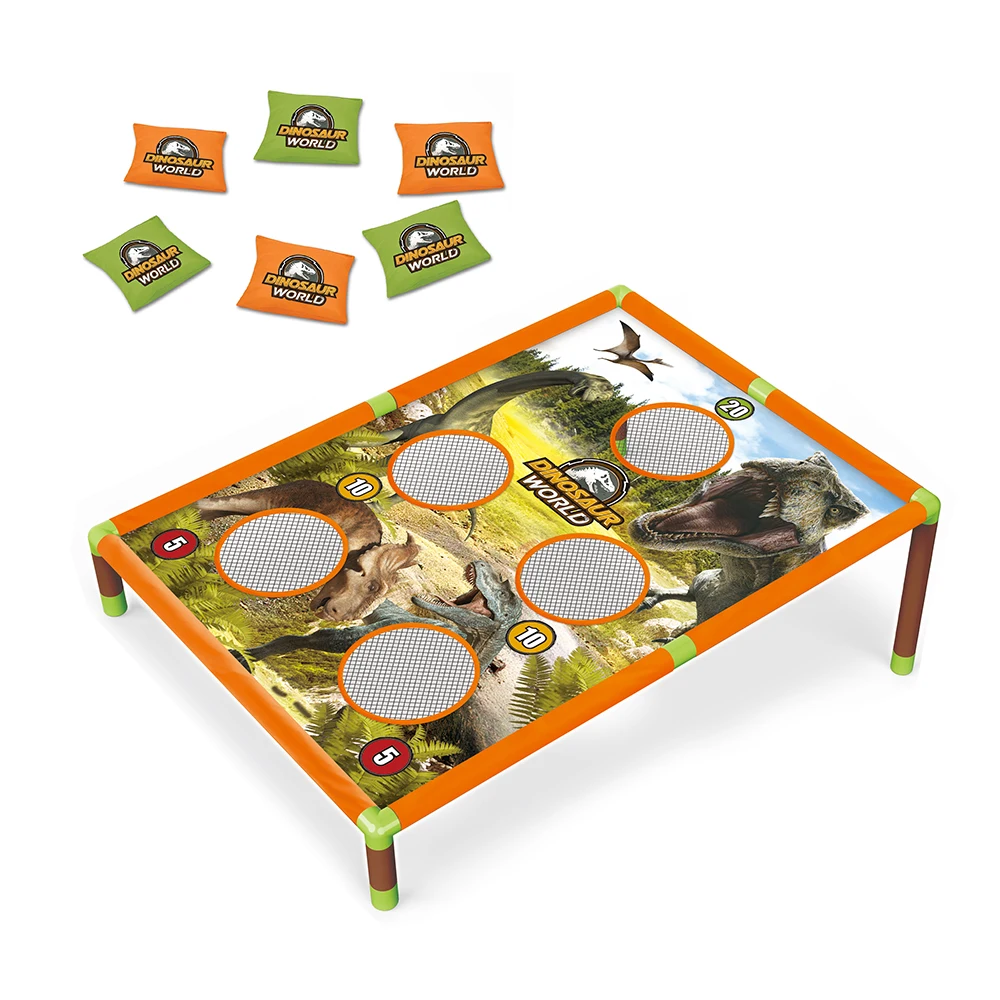 Kids 2 in 1 outdoor sports toss toy dinosaur target earth sand bags and rings throwing game set