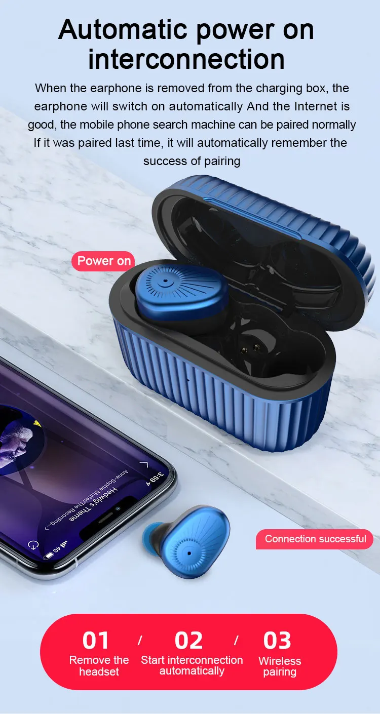 Hot Sale IPX-4 Waterproof Earphones Noise Canceling Original Electronics 5.0 Wireless Earpod Headphones B3 Earbuds