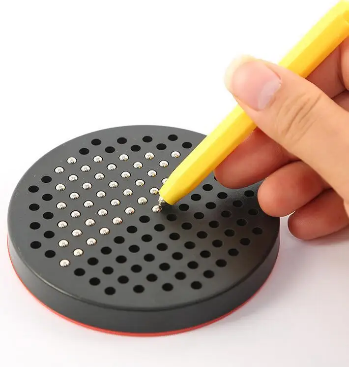 Mini Magnetic Bead Board for Kids Magnetic Drawing Board for Toddlers School Kindergarten Magnet Toys Drawing Stylus Round