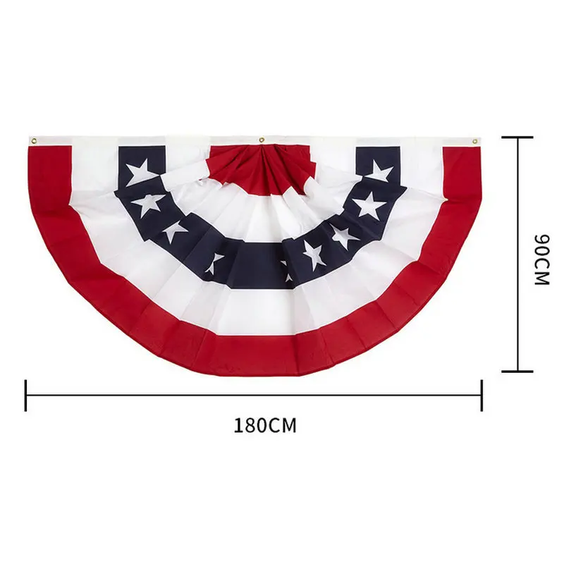 USA Pleated Fan Flag American US Bunting Flag Patriotic Half Fan Banner Flag for 4th of July Independence Day Decoration