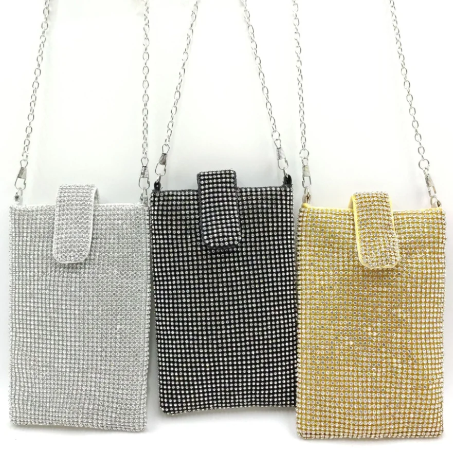 Luxury Crossbody Phone Bag Wallet Women Small Sling Bag Rhinestone Crystal Mobile Phone Bag