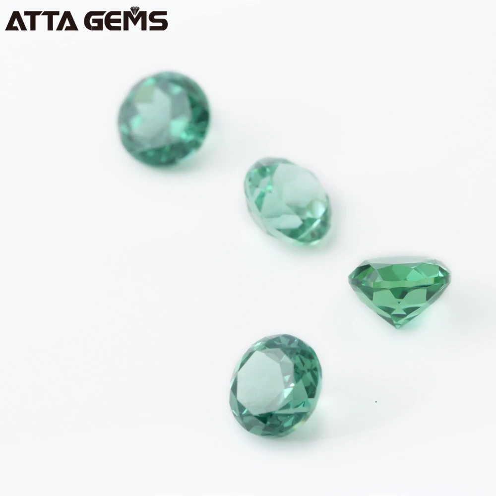Round Shape Lab Created Green Sapphire Stone Rough Synthetic Green corundum Gemstone