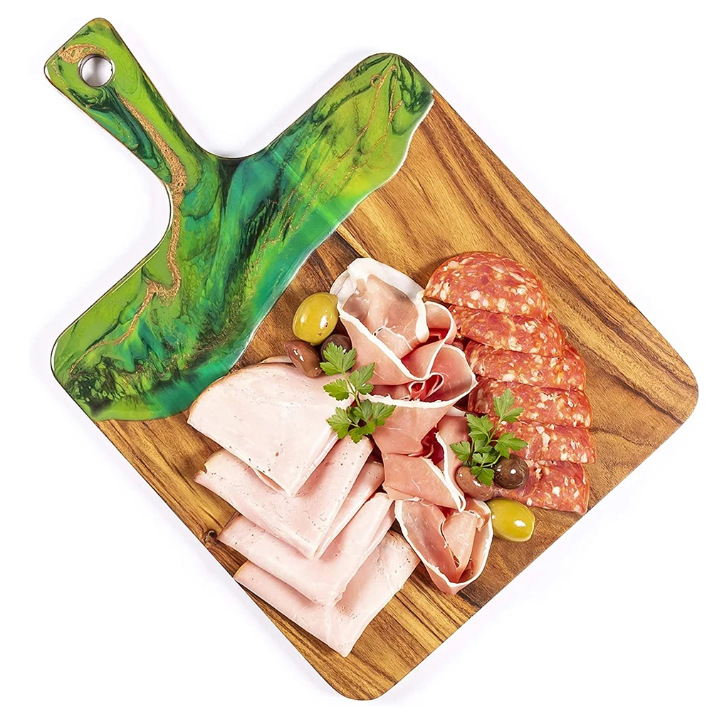TAOTAOJU kitchen accessories custom with handle cheese chopping blocks acacia wood cutting board resin splicing cutting board