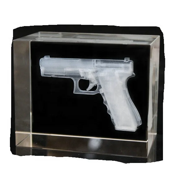 High quality k9 crystal Glass Carved crystal pistol model inside