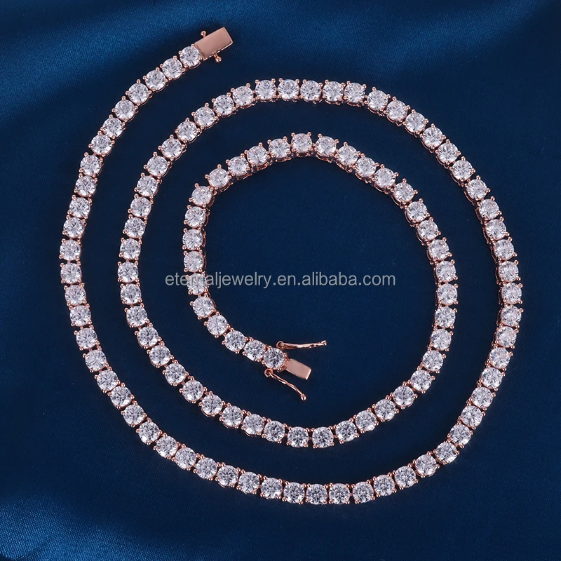 Women Men Real 10k 14k 18k Solid Gold Rose Chain 2mm 3mm 4mm 6mm D VVS Moissanite Diamond Tennis Link Chain Bracelet Necklaces