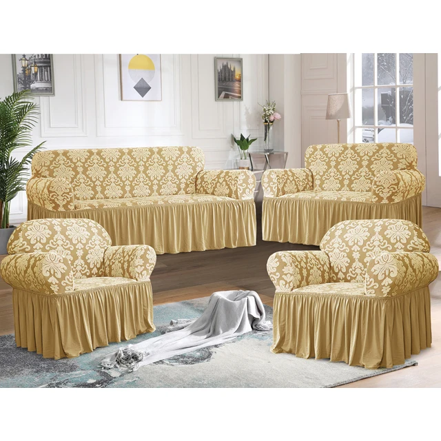 luxurious Knitted stretch jacquard sofa slipcover set  4/3/2/1 seat sofa  couch cover with shirt for home decor