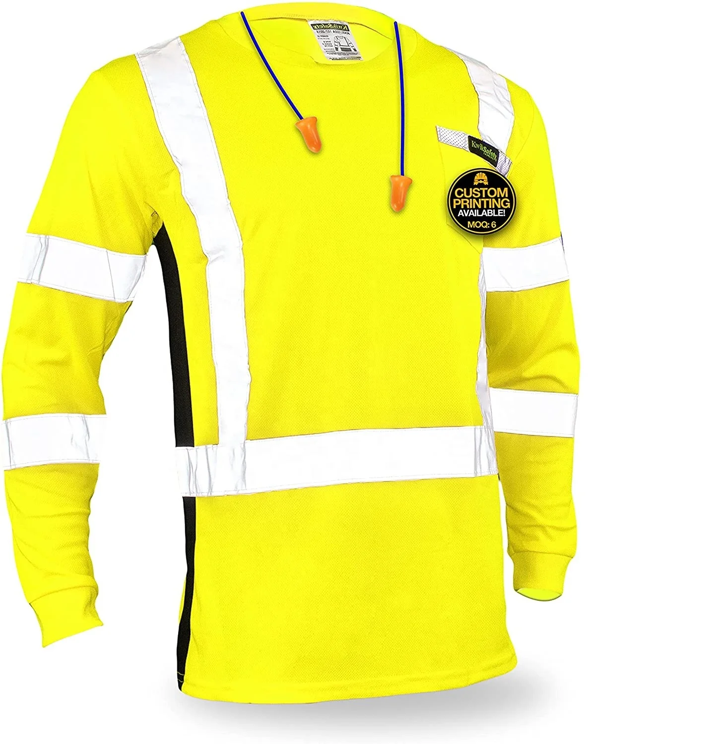 Class 3 ANSI High Visibility Safety Shirt Tape Construction Security Hi Vis Clothing Men