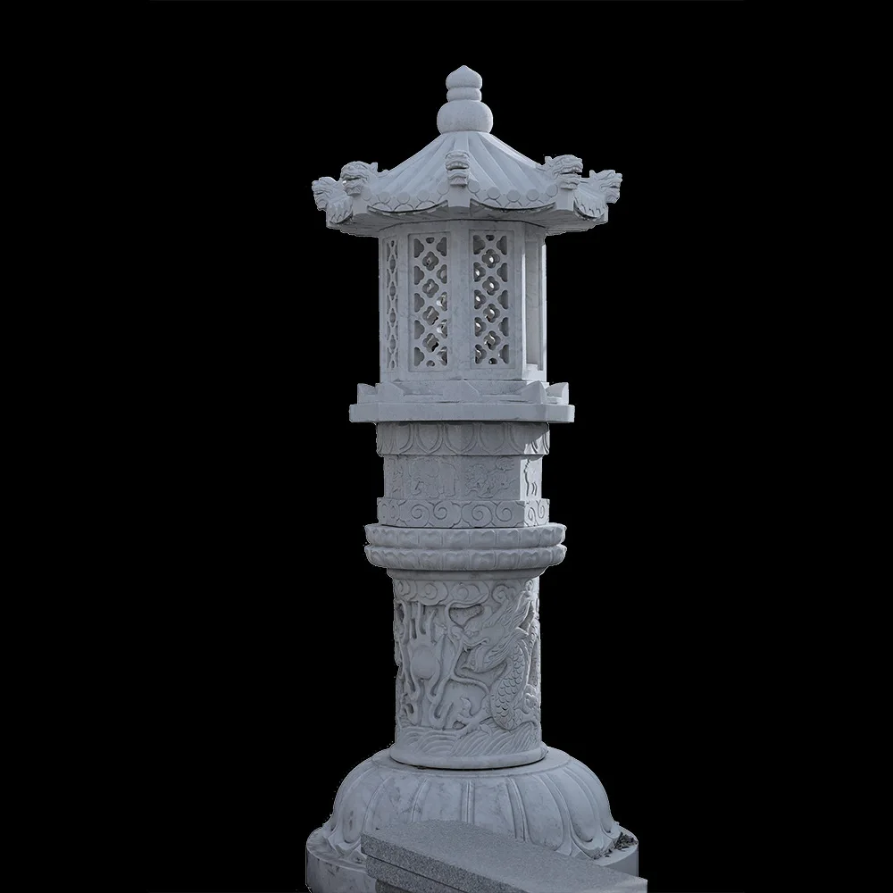 Japanese Style Furniture Stone Carving Garden Outdoor Pagoda Decor Natural Granite Garden Lights