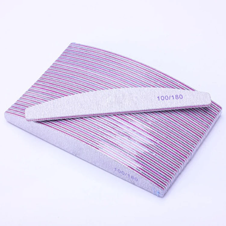 Wholesale Half Moon Zebra Disposable Custom Printed 100/180 Grit Nail File Professional Japan Sandpaper Nail File