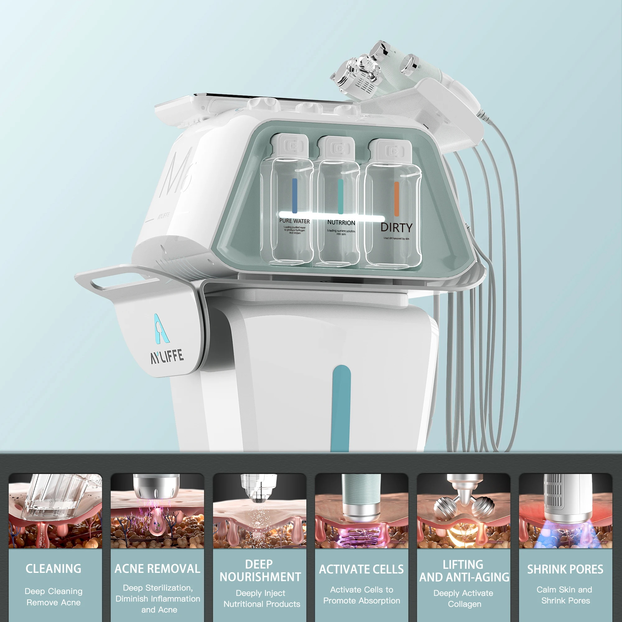 6 in 1 New Hydra Hydradermabrasion Hydra Micro Hydrodermabrasion Facial Beauty Hydro Dermabrasion Microdermabrasion Machine