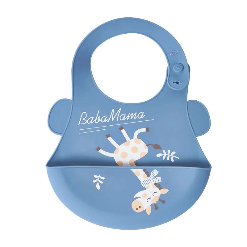 Wholesale Customized Adjustable Cute Animal Bpa Free 100% Food Grade Silicone Rice Pocket Baby Bibs