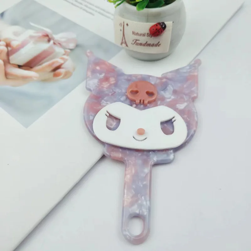Hello Cat Japanese Sweet Cartoon Kuromi Acetate Mirror Small Pocket Mirror Girls Makeup Mirror