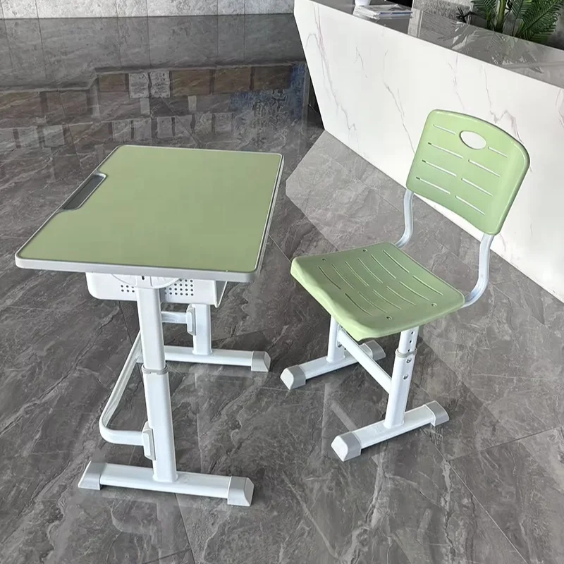Hot Sale Height Adjustable Wooden Kids Writing Modern Table Desk and Chair Set Single School Desk Chair Set