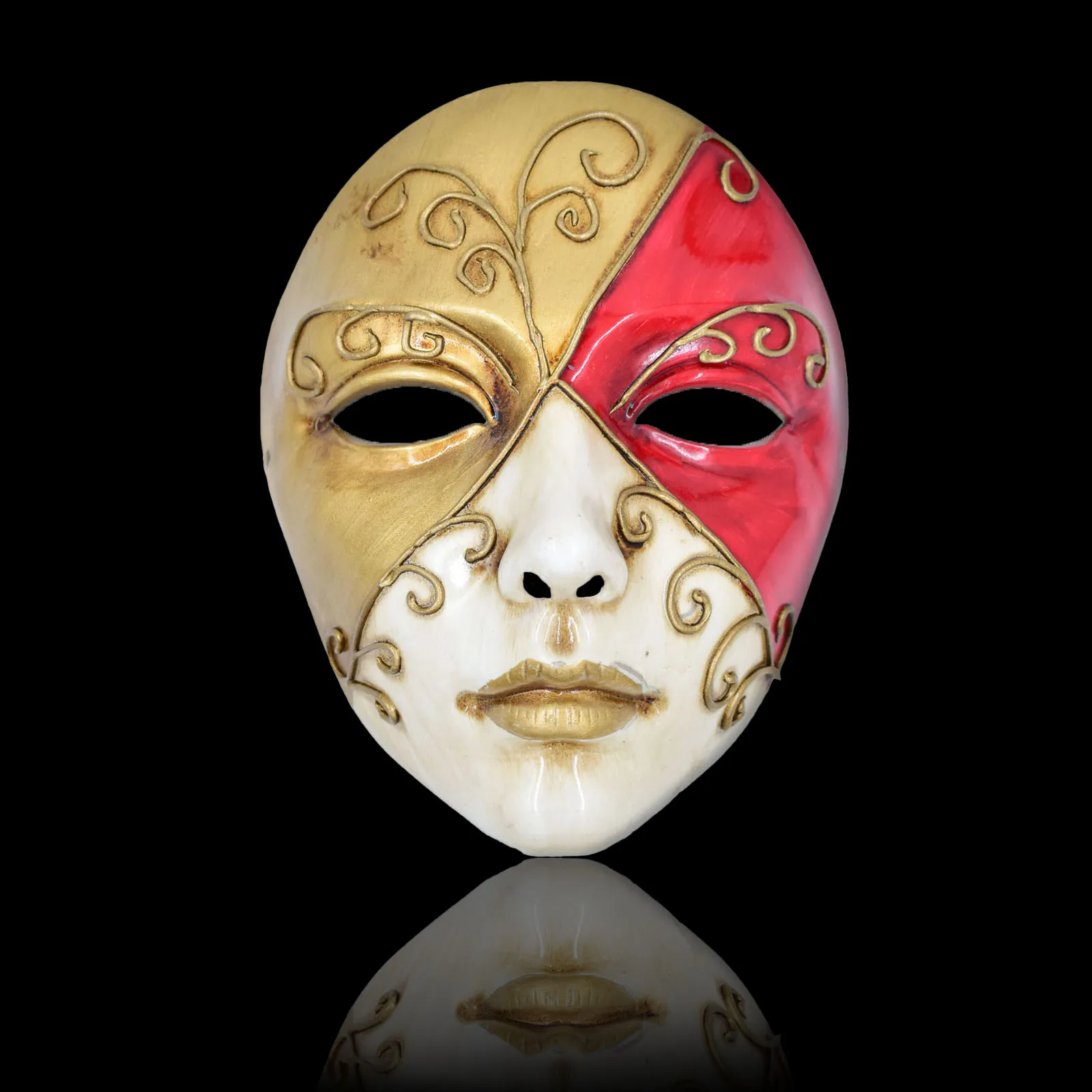 Carnival Red Gold Half Face Mask Princess Venetian Costume Halloween Clown Party Mask for Female