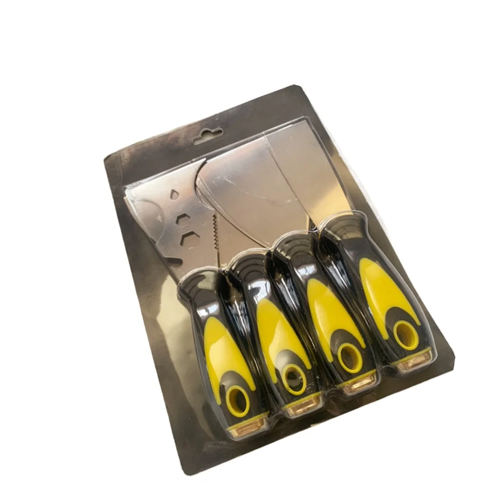 decorating tool Stainless Steel blade with TPR rubber handle hammer ending  4 pieces putty knife set