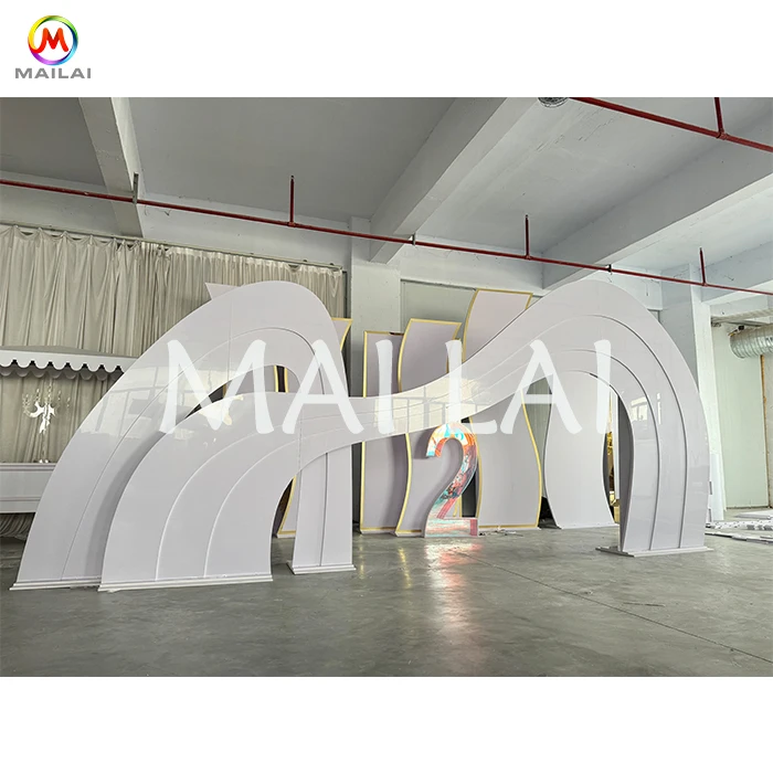 Customized Special Design White Wedding PVC Backdrop Acrylic Arch Background for Event Party Stage
