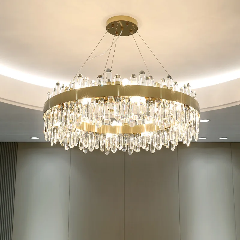 Luxury Living Room light hotel led lamp large round ceiling mounted lighting pendant lights crystal chandelier