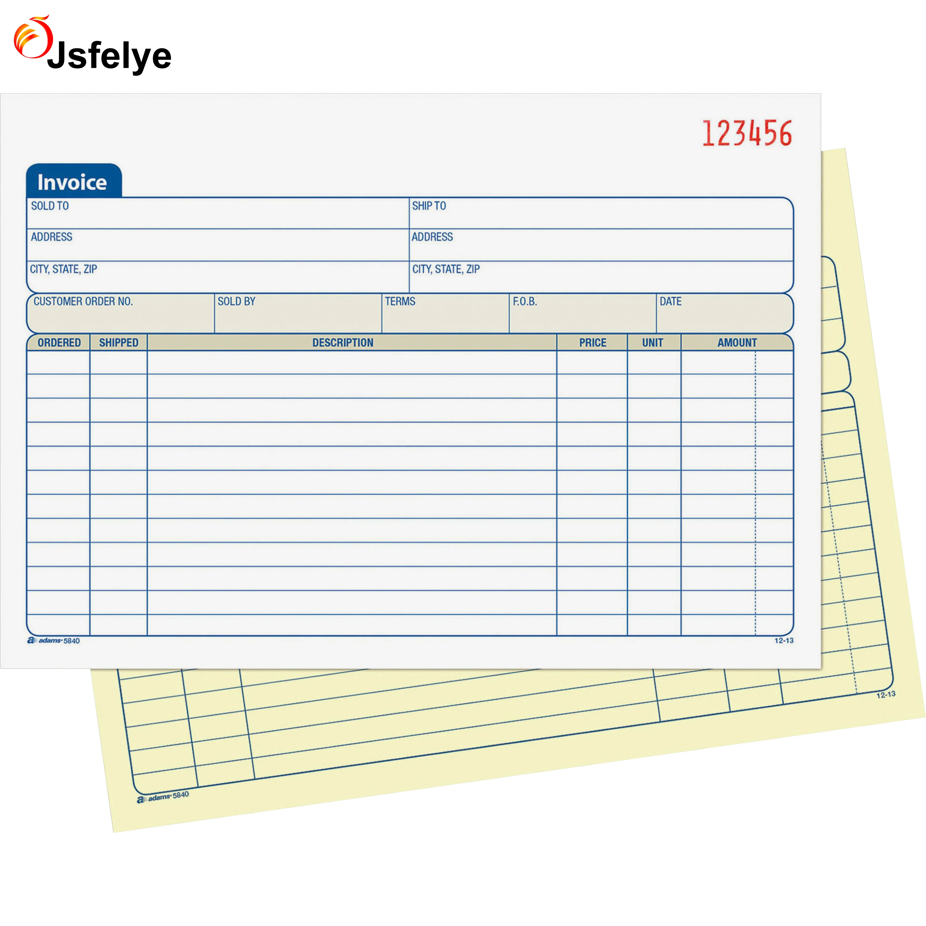 Дубликат счета-фактуры, книга отпечатанная 50 наборов поочередно пронумерованные 214x273mm