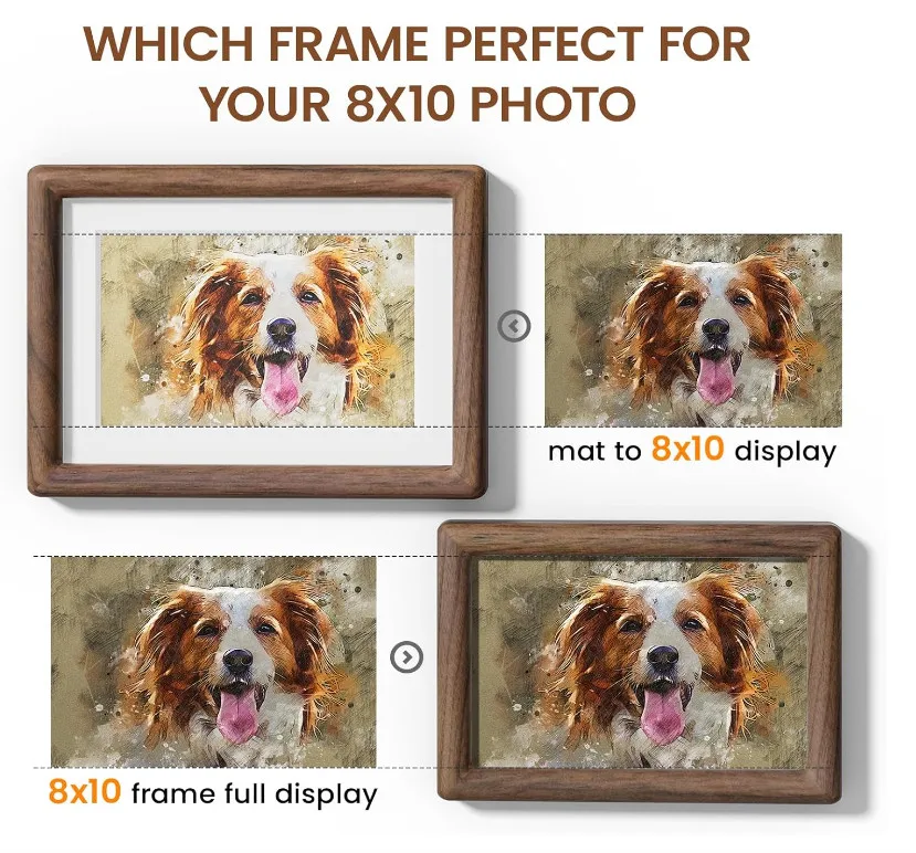 High Quality Creative Natural Walnut Wood Handcrafted 8 X 10 Photo Frame Matted Picture Frame
