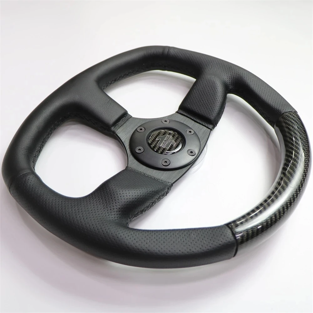 MOMO Steering Wheel 13 Inch Black Leather Currency Racing Steering Wheel Volante Esportivo Carbon grain