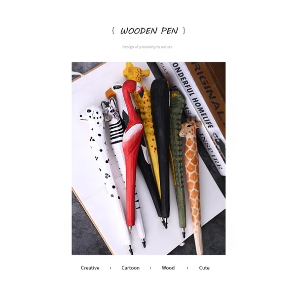 Animal Wooden Ball Pen 100% Hand Made Engrave Sculpture Mix Style Instock Items