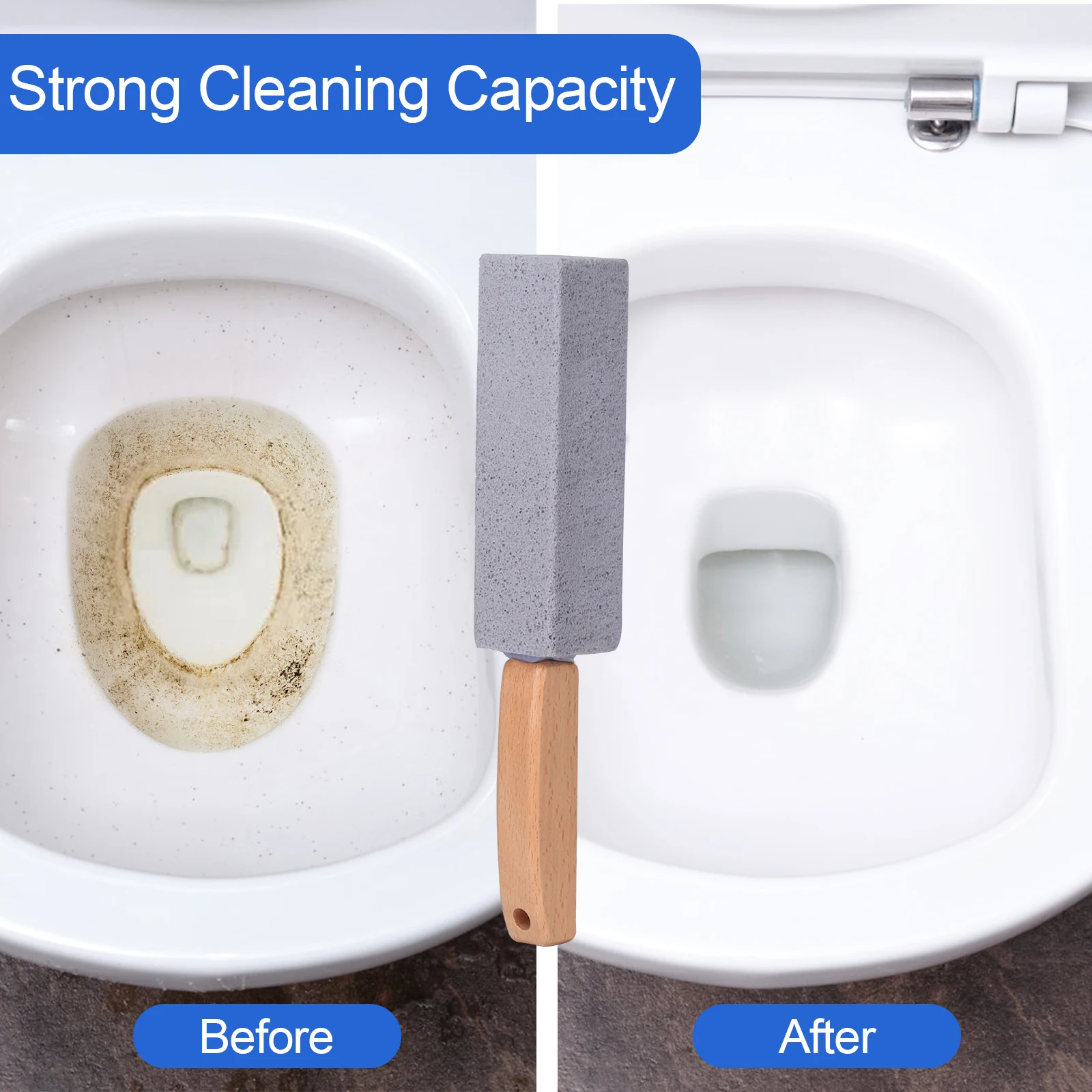 Pumice Stone for Cleaning Pumie with wooden Handle Pumice Stone Toilet Bowl Cleaner Remover for Toilet