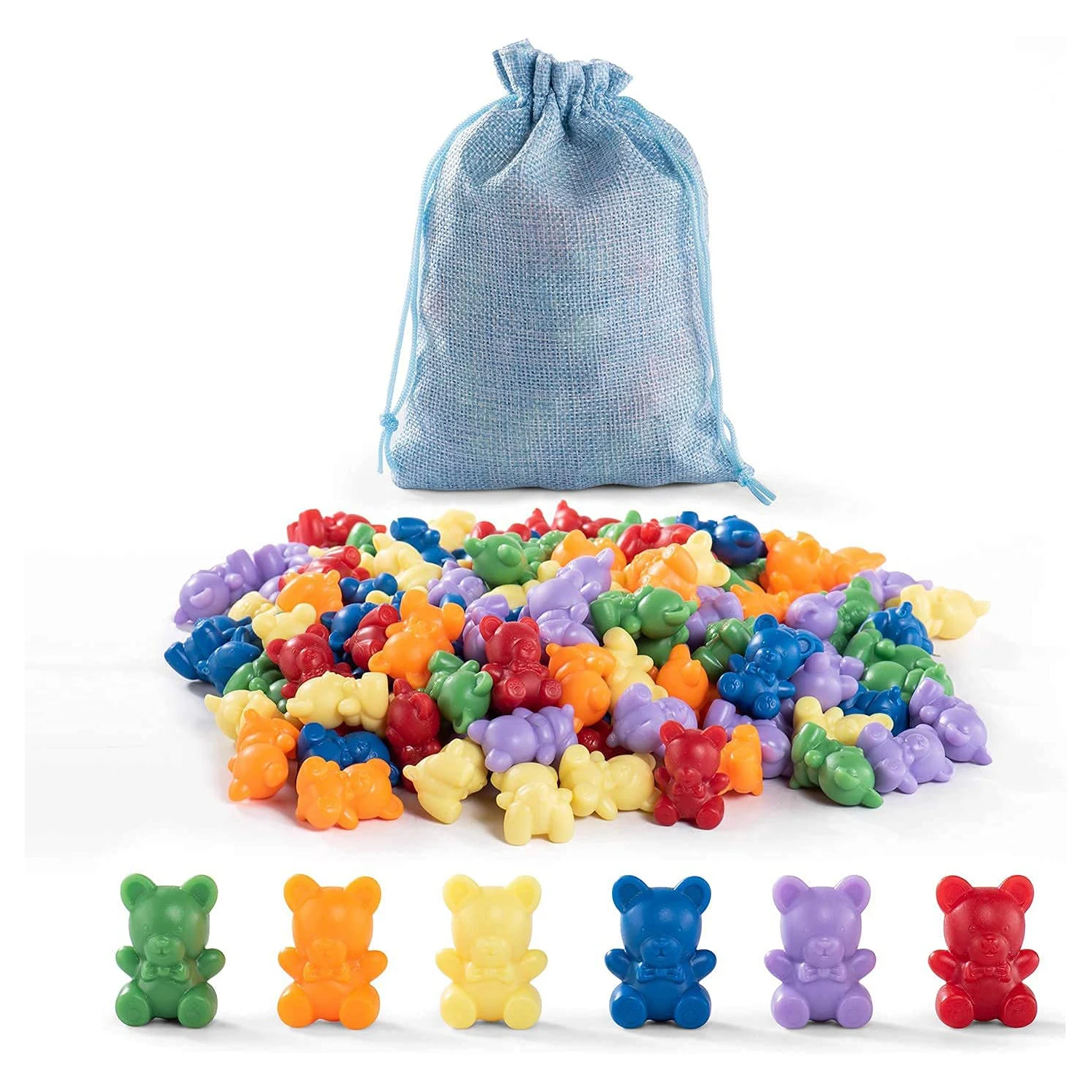Kids Toys 1pcs Rainbow Counting Bears 6 Colors Sorting Teddy Plastic Bears Math Manipulatives for Toddlers 1 Inch Bear