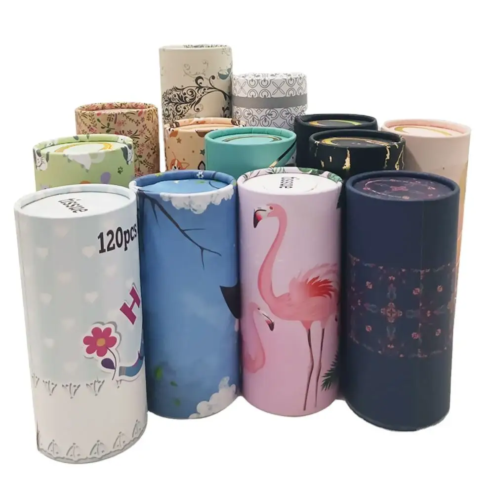 Cylinder Tissue Tube Disposable Facial Tissues Paper Box Car Tissue