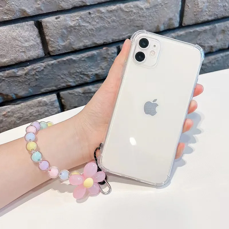 Пользовательские DIY конфеты цвет кристалл Мобильный телефон цепь цветок бисер ремешок
