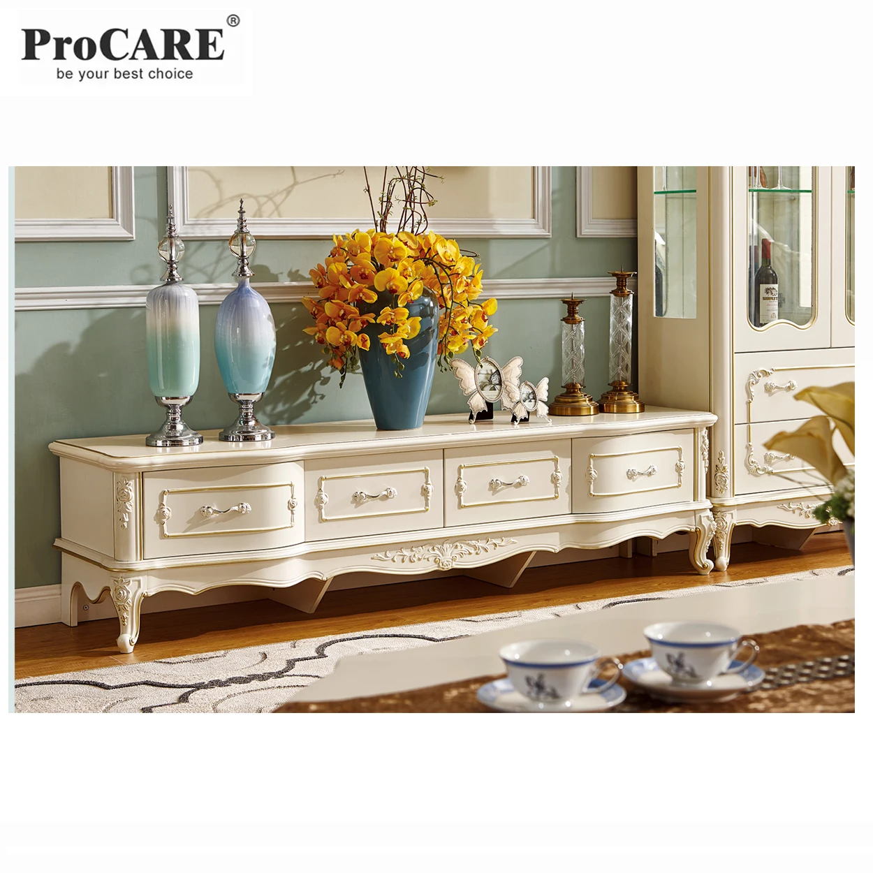 Классический Европейский королевский стиль роскошный античный дизайн подставка под телевизор