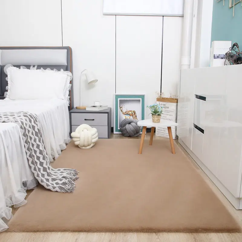 Nordic Fluffy Faux Fur Rugs Microfiber Faux Rabbit Hair Center Living Room Bedroom Large Carpet  Such As White Red