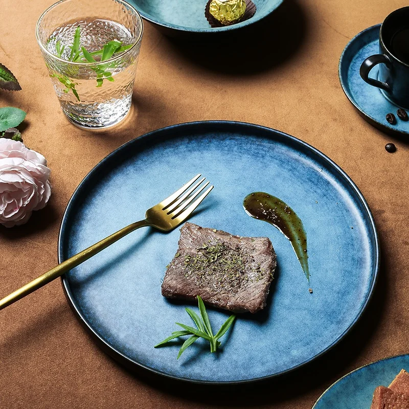 Wholesale Custom Black Four-piece Fine Porcelain Dinner Set Wedding Hotel Safe Ceramic Tableware