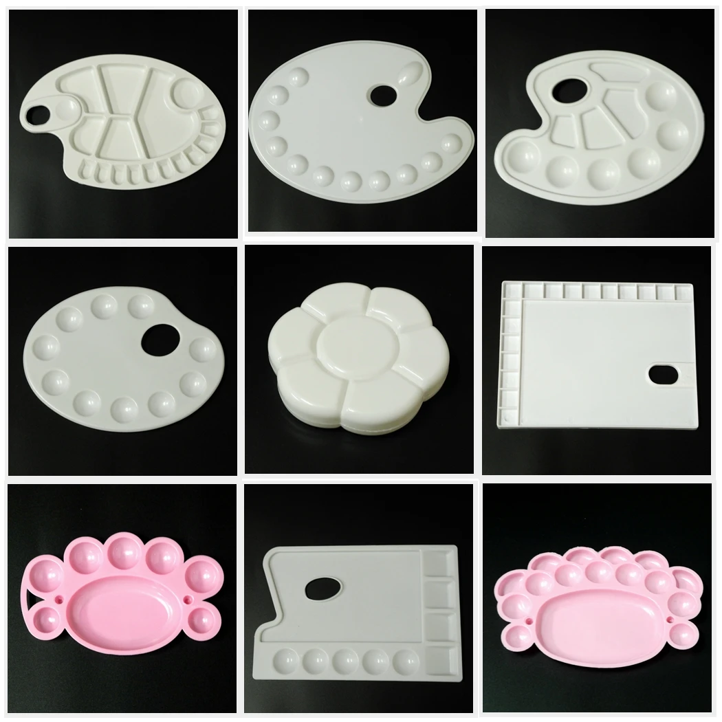 Небольшое количество для минимального заказа 10 шт.; Оптовая продажа; Детское нижнее белье 17 отверстие лоток для краски белого цвета в форме рыбки пластик макияж акварель ногтей художественная палитра