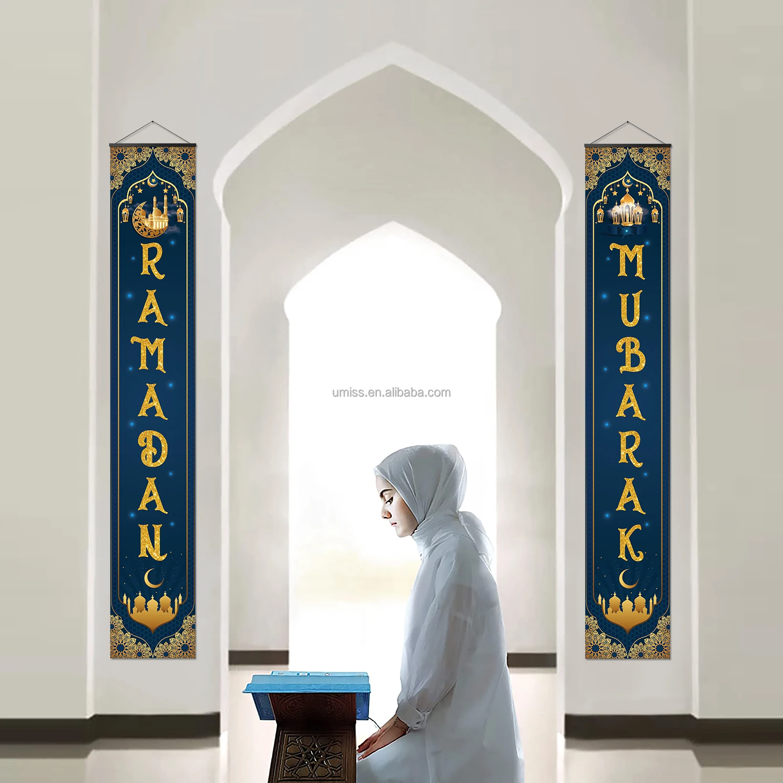 ramadan decorations 2023 porch sign banner 2pcs/set for ramadan decorations ramadan gift