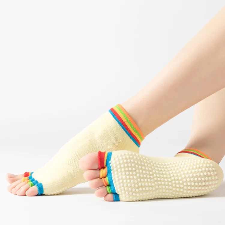 Manufacturer preferential supply anti slip custom open toe glue yoga socks