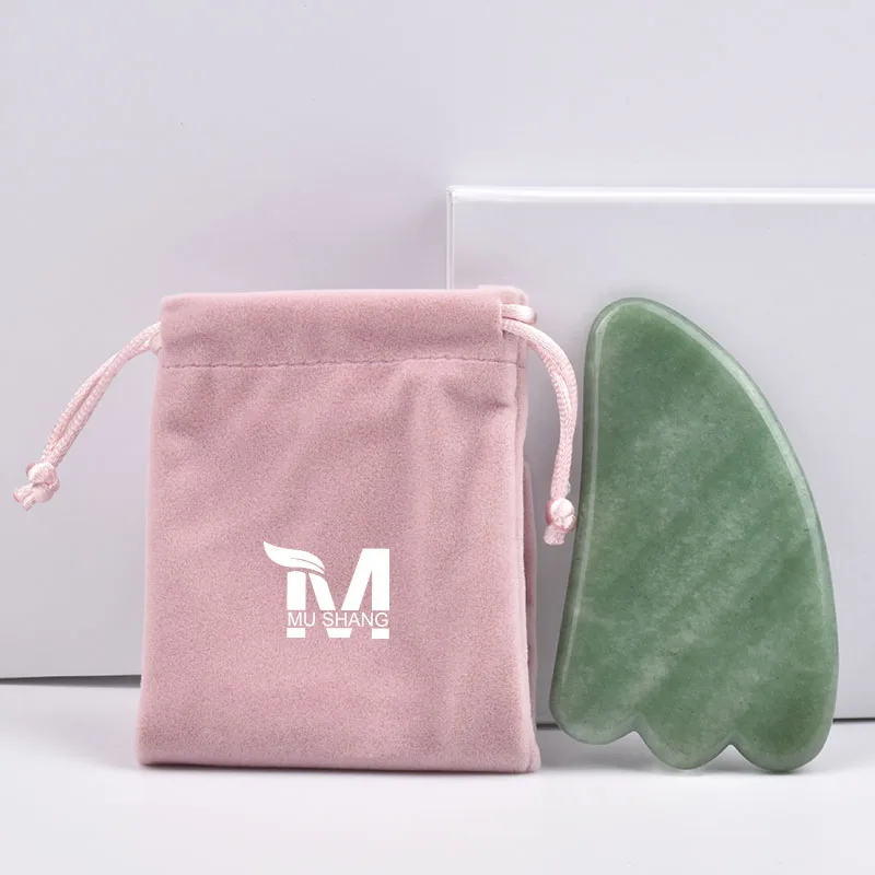 Chinese Traditional Medical Customized Logo Gua Sha Set Green Aventurine Gua Sha Facial Scraping Therapy Tool With Gift Box