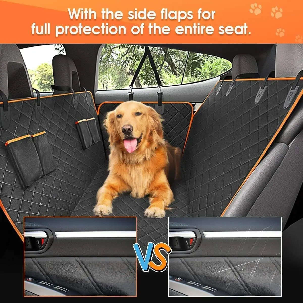 Dog Car Car Travel Bed Back Seat Extender Cover with Storage Pocket Waterproof Dog Hammock for SUV
