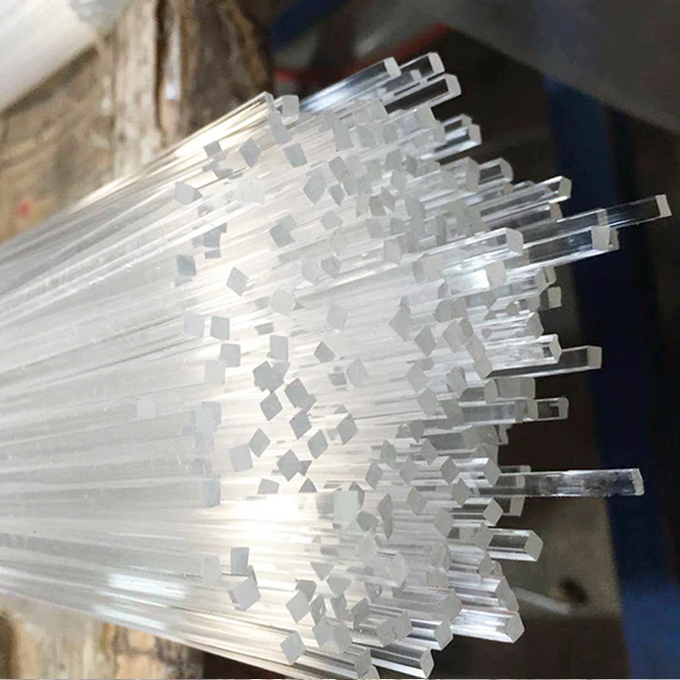 Factory wholesale 2mm 3mm 4mm 5mm 6mm clear square pmma plastic acrylic transparent rod