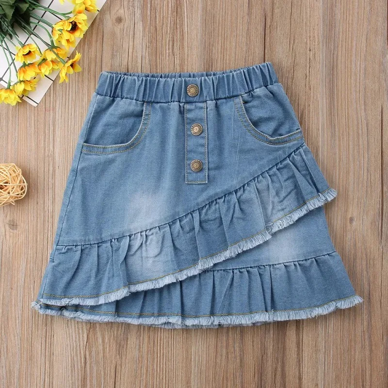 2025 Wholesale High Quality Spring Autumn Summer Season Little Kid Girl Mini Irregular Jeans Skirt