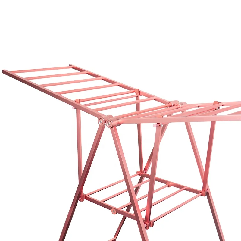 AL-7019W 2023 Hot Sale Aluminum Clothes Drying Rack Balcony Foldable Clothes Drying Rack Portable Mobile Clothes Airer