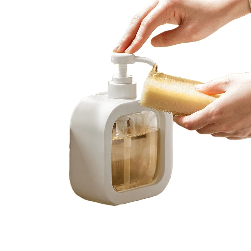 Square Clear 300ml 500ml Press Cosmetic Containers Dish Soap Dispenser PET Plastic Shampoo Lotion Hand Sanitizer Pump Bottle
