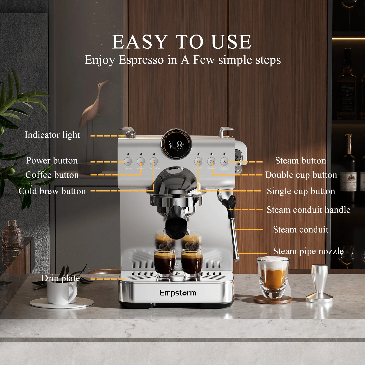 Empstorm factory price wholesale retail coffee maker cappuccino 120v cold brewing coffee machine with manual instructions