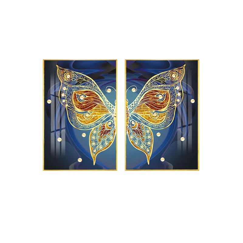 Wholesale 2 paintings Real butterfly picture Crystal Porcelain Painting acrylic glass wall art painting