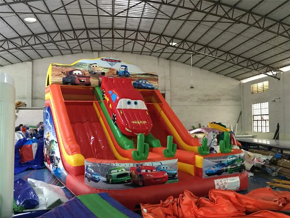 
Hot sale commercial inflatable race car theme three lanes dry children bouncer slide for sale 