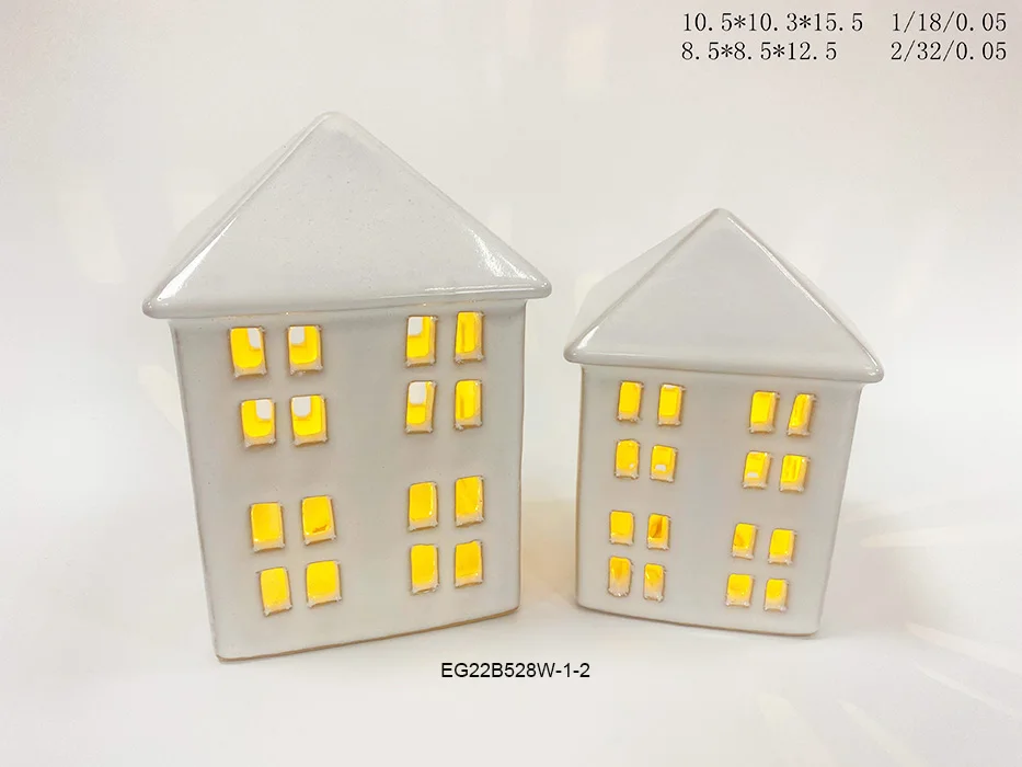 Christmas Custom Small White Ceramic Angel With LED Light Christmas Ceramic Home Decoration