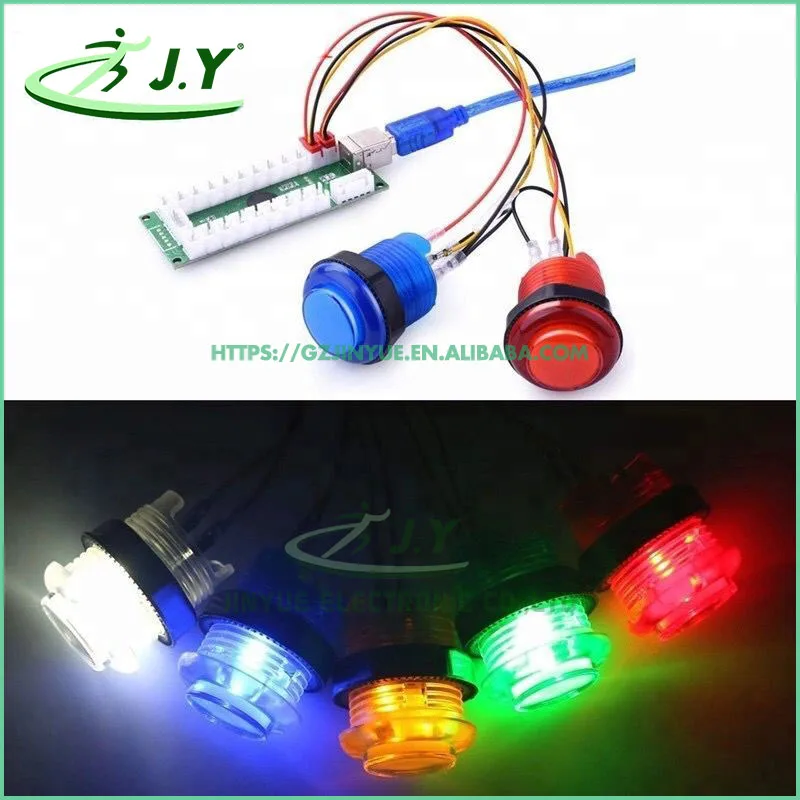 Arcade Game DIY Parts Kit Zero Delay USB Encoder to PC + 8Way Joystick + Chrome illuminated push Button kit for Mame Game