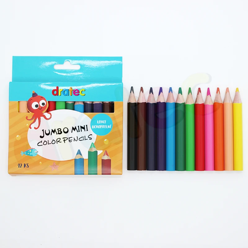 High quality colored pencil manufacturers drawing colour miniature size wooden jumbo colouring pencil crayons set