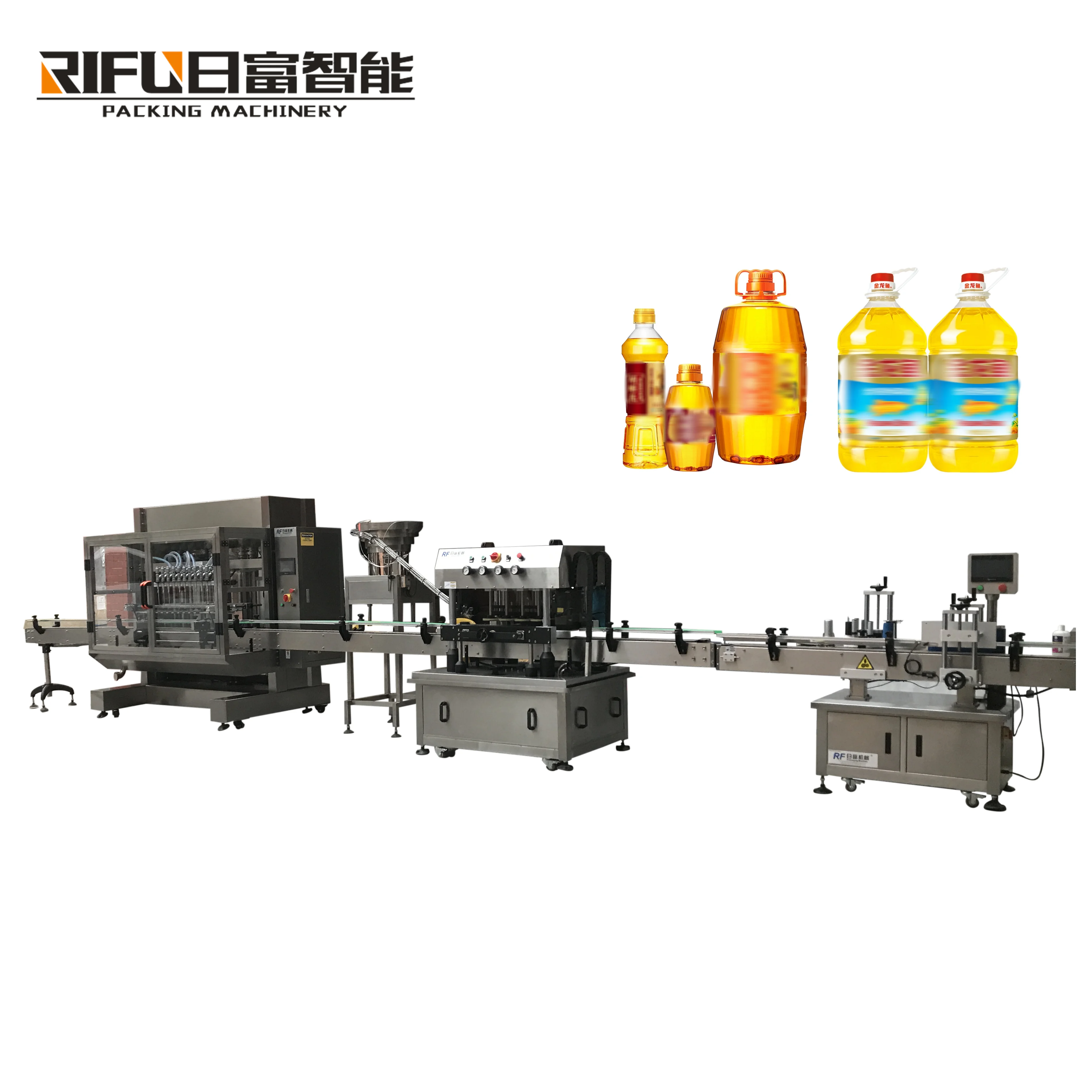 Automatic liquid filler vegetable oil/sauce/jam bottle jars filling capping labeling production line
